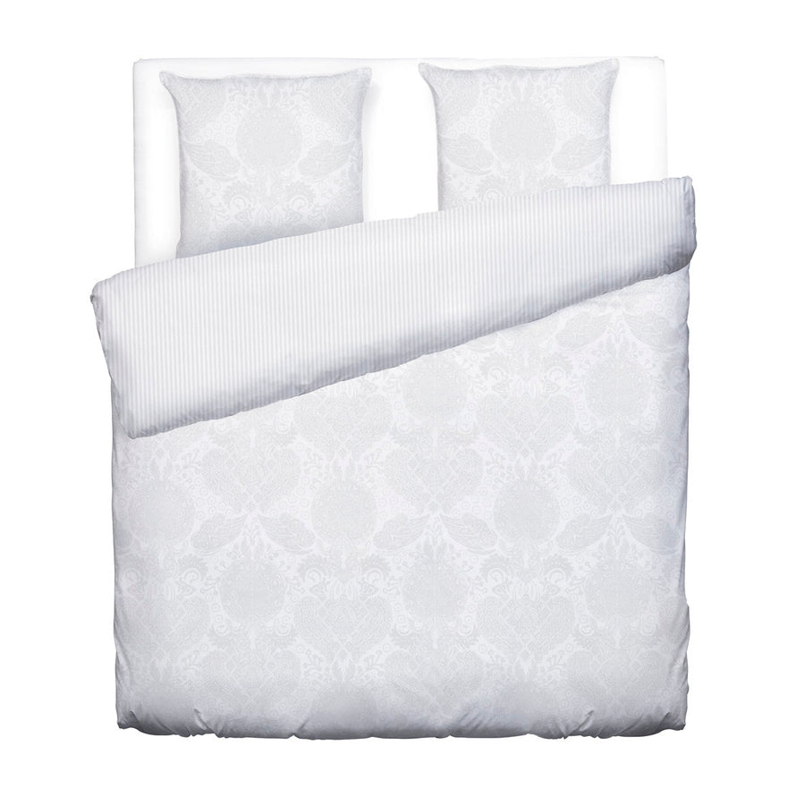 Duvet cover + pillowcase(s) in cotton satin - Jacquard woven - Arles white