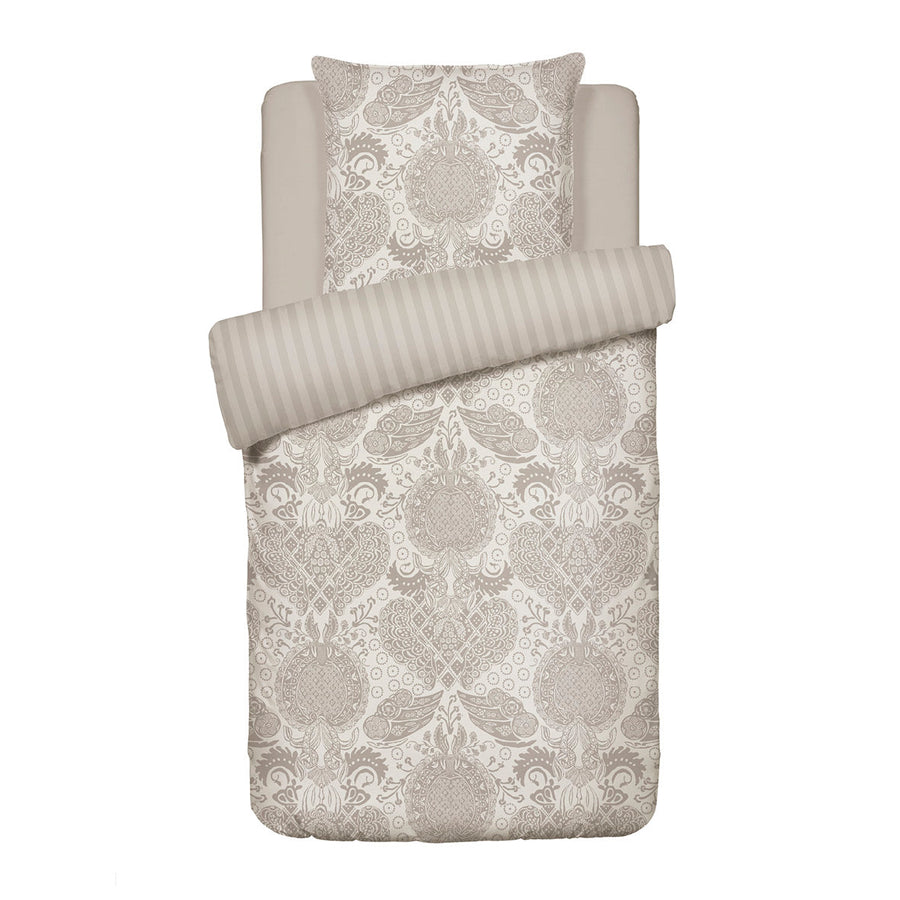 Housse de couette + taie(s) d'oreiller satin de coton - Arles taupe