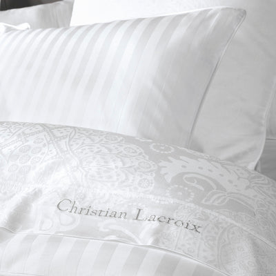 Housse de couette + taie(s) d'oreiller en satin de coton - tissé Jacquard - Arles Blanc - CXL by Christian Lacroix Maison