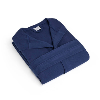 Hooded bathrobe - Nid d'abeille Dark blue