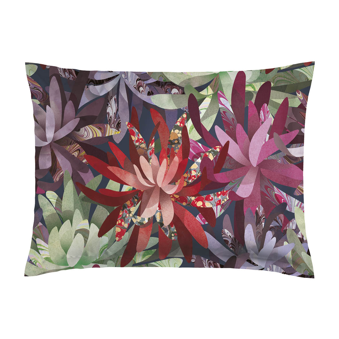 Pillowcase(s) cotton satin - Fleurs psychédéliques Fuchsia