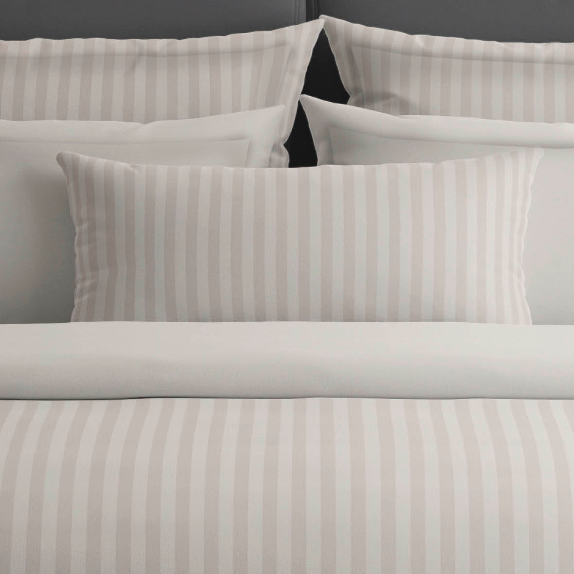 Flat sheet cotton satin dobby stripe woven  -Taupe
