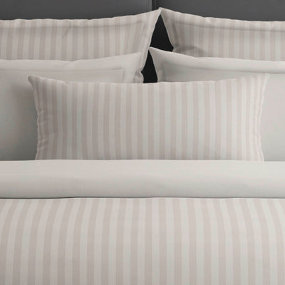 Flat sheet cotton satin dobby stripe woven  -Taupe