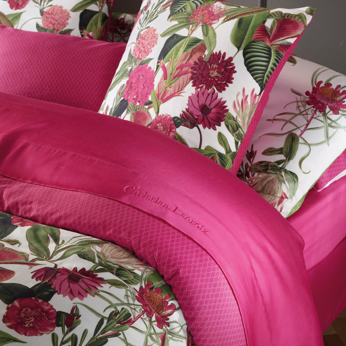 Taie(s) d'oreiller satin de coton - Garden fuchsia - CXL by Christian Lacroix Maison