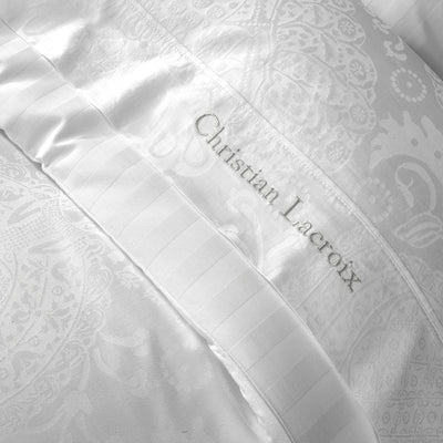 Drap plat satin de coton rayure tissé Jacquard - Blanc - CXL by Christian Lacroix Maison