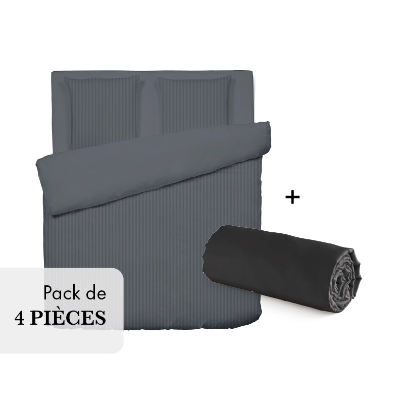 Pack L'essentiel - Rayure tissé Gris foncé - CXL by Christian Lacroix Maison