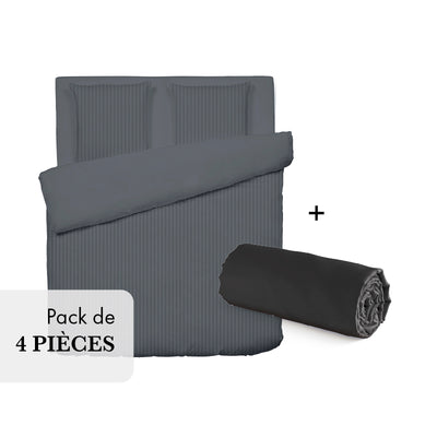 Pack L'essentiel - Rayure tissé Gris foncé - CXL by Christian Lacroix Maison
