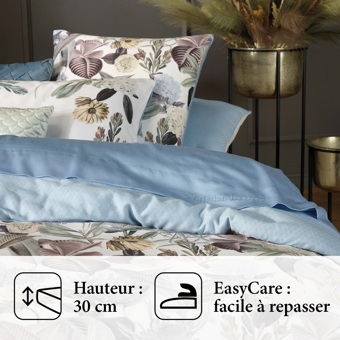 Drap-housse satin de coton - Bleu clair - CXL by Christian Lacroix Maison