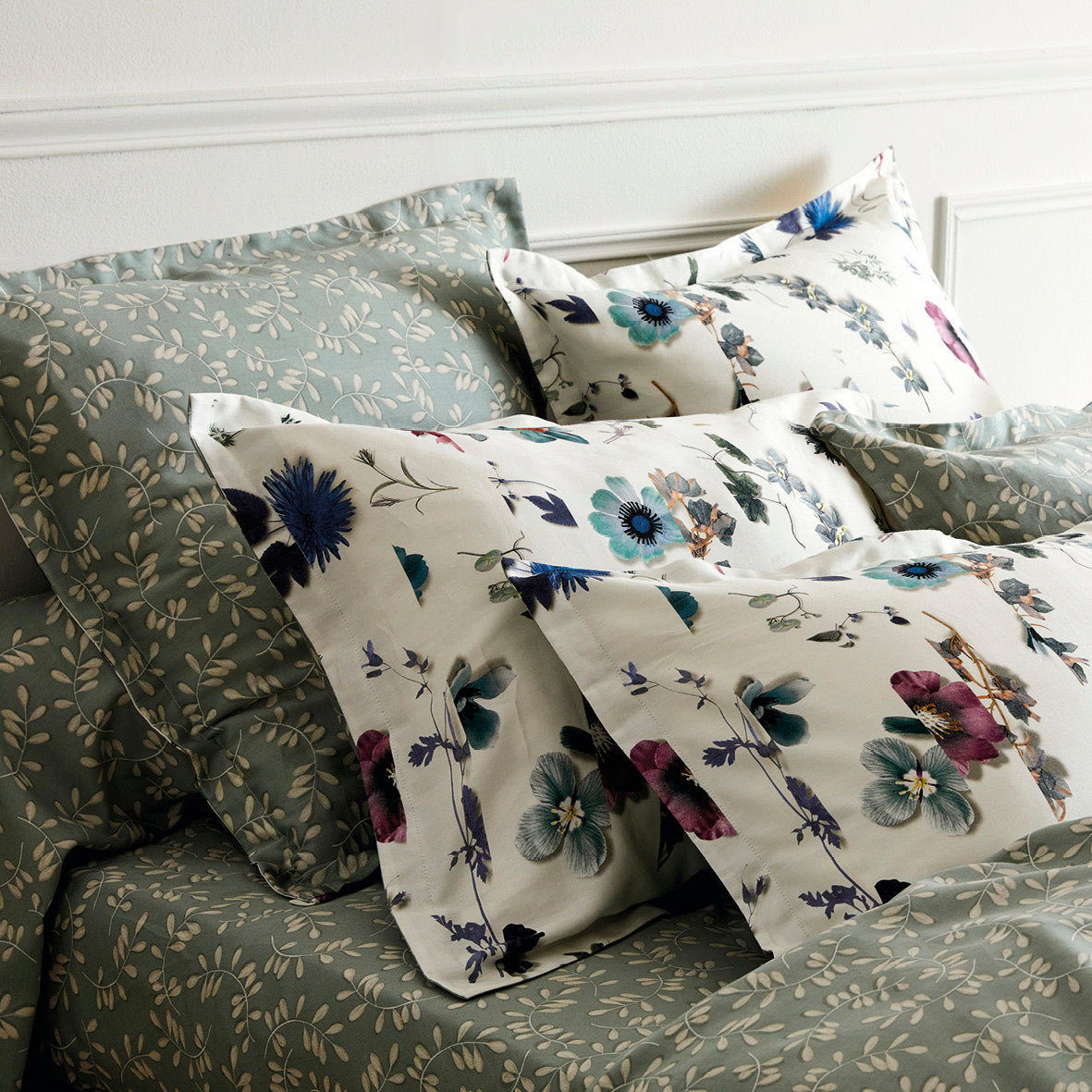 Drap-housse satin de coton - Botanique Vert - CXL by Christian Lacroix Maison