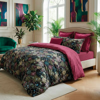 Drap-housse satin de coton - Pollen bordeaux