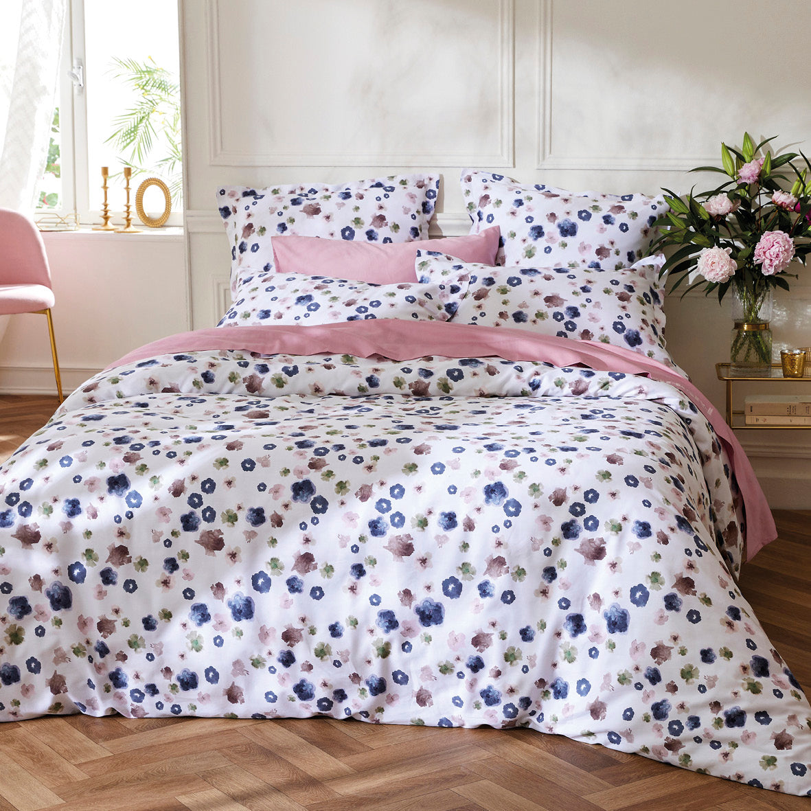Drap-housse satin de coton - Uni Rose - CXL by Christian Lacroix Maison