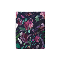 Drap plat satin de coton - Artsy flowers bleu foncé - 240 x 300 cm