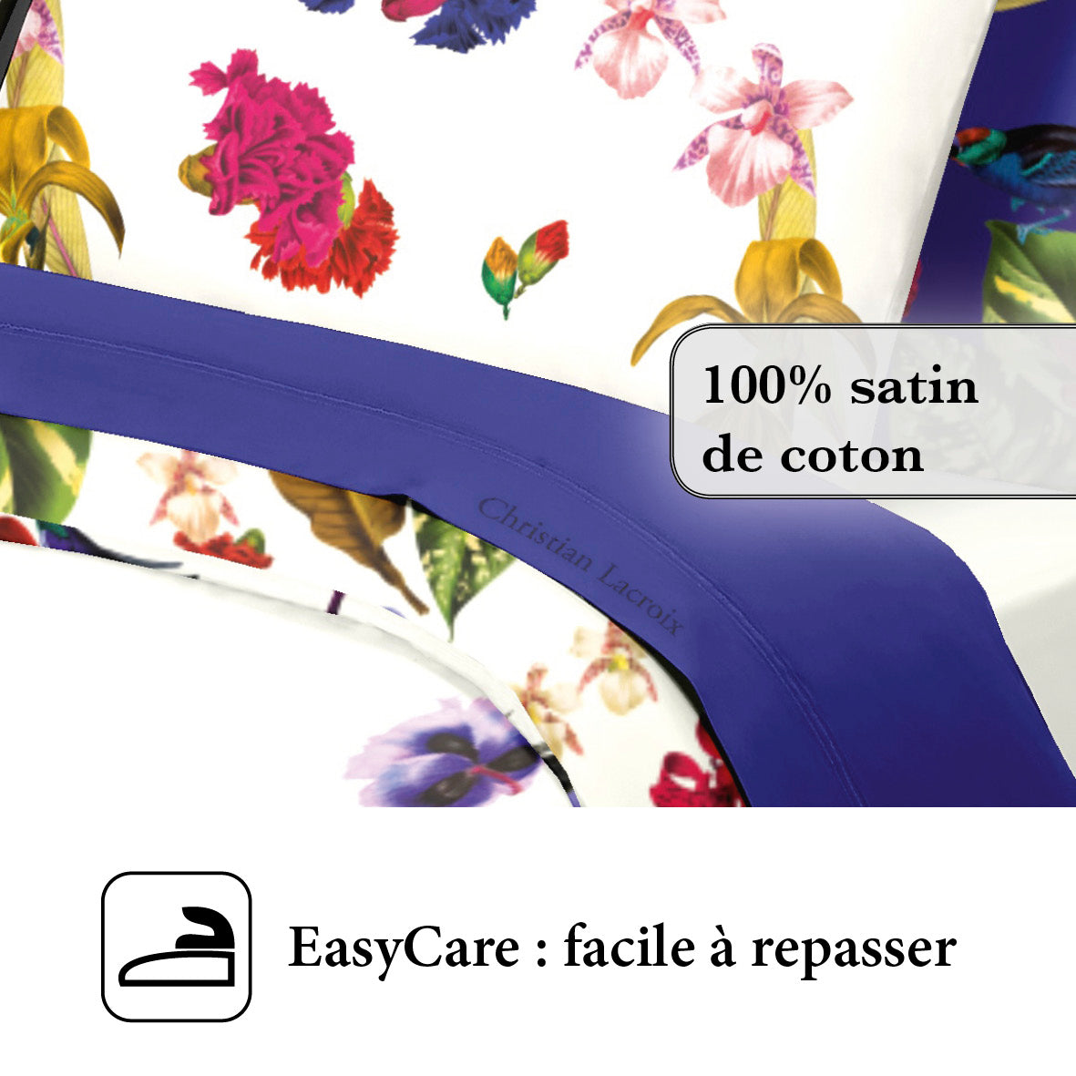 Drap plat satin de coton - Bleu - CXL by Christian Lacroix Maison
