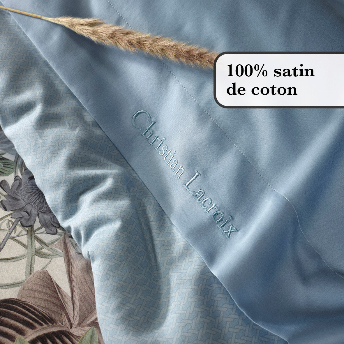 Drap plat satin de coton - Blue clair - CXL by Christian Lacroix Maison