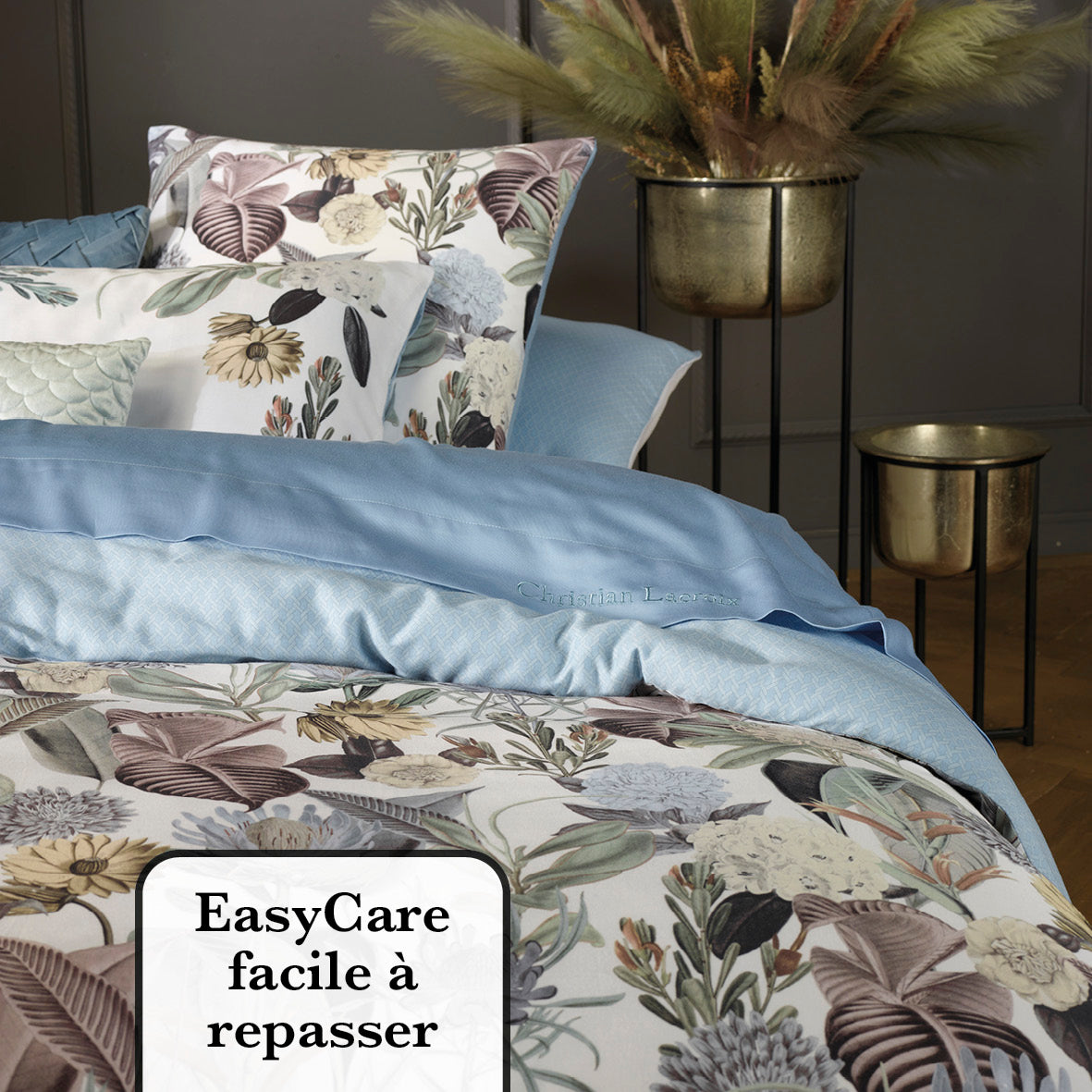Drap plat satin de coton - Blue clair - CXL by Christian Lacroix Maison