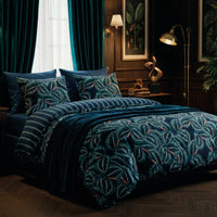 Drap plat satin de coton - Calathea bleu foncé - 240 x 300 cm