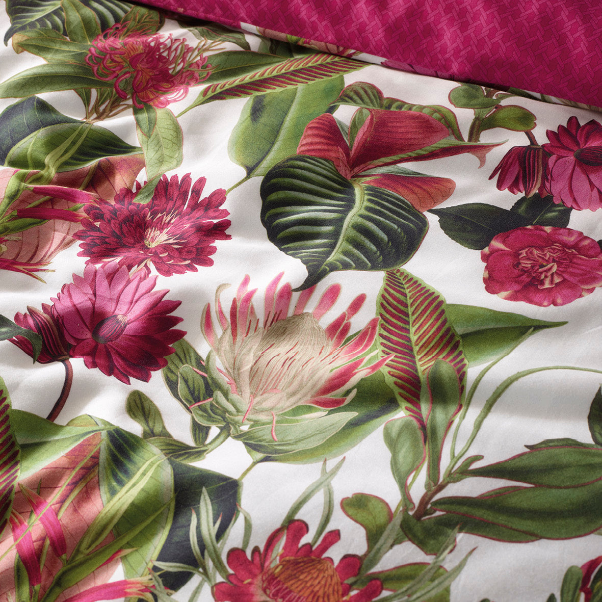 Drap plat satin de coton - Garden Micro fuchsia