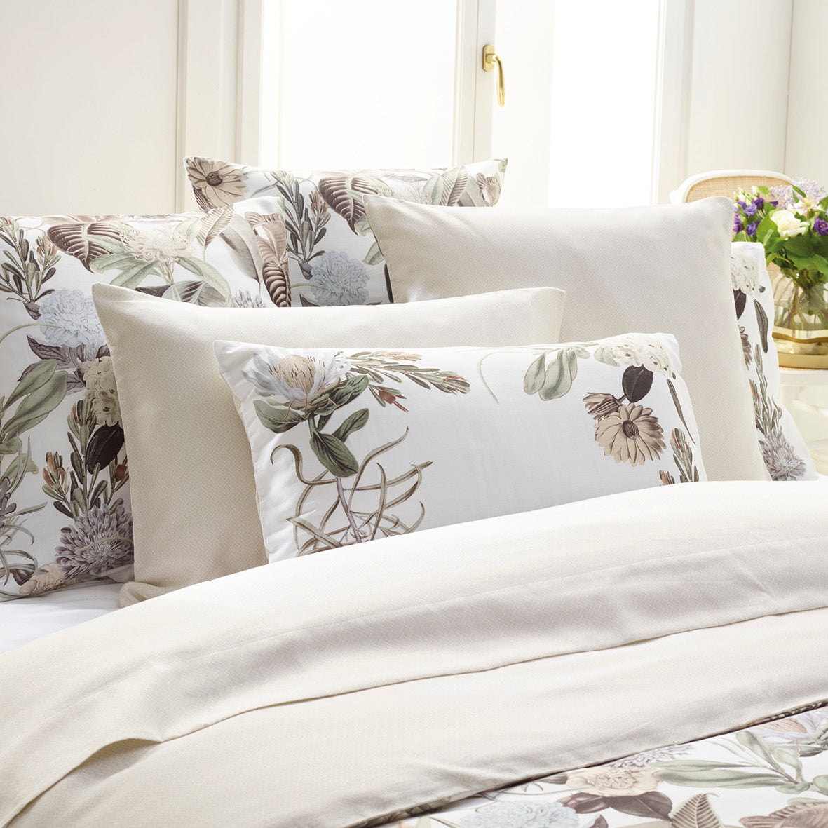 Drap plat satin de coton - Garden Micro taupe - CXL by Christian Lacroix Maison