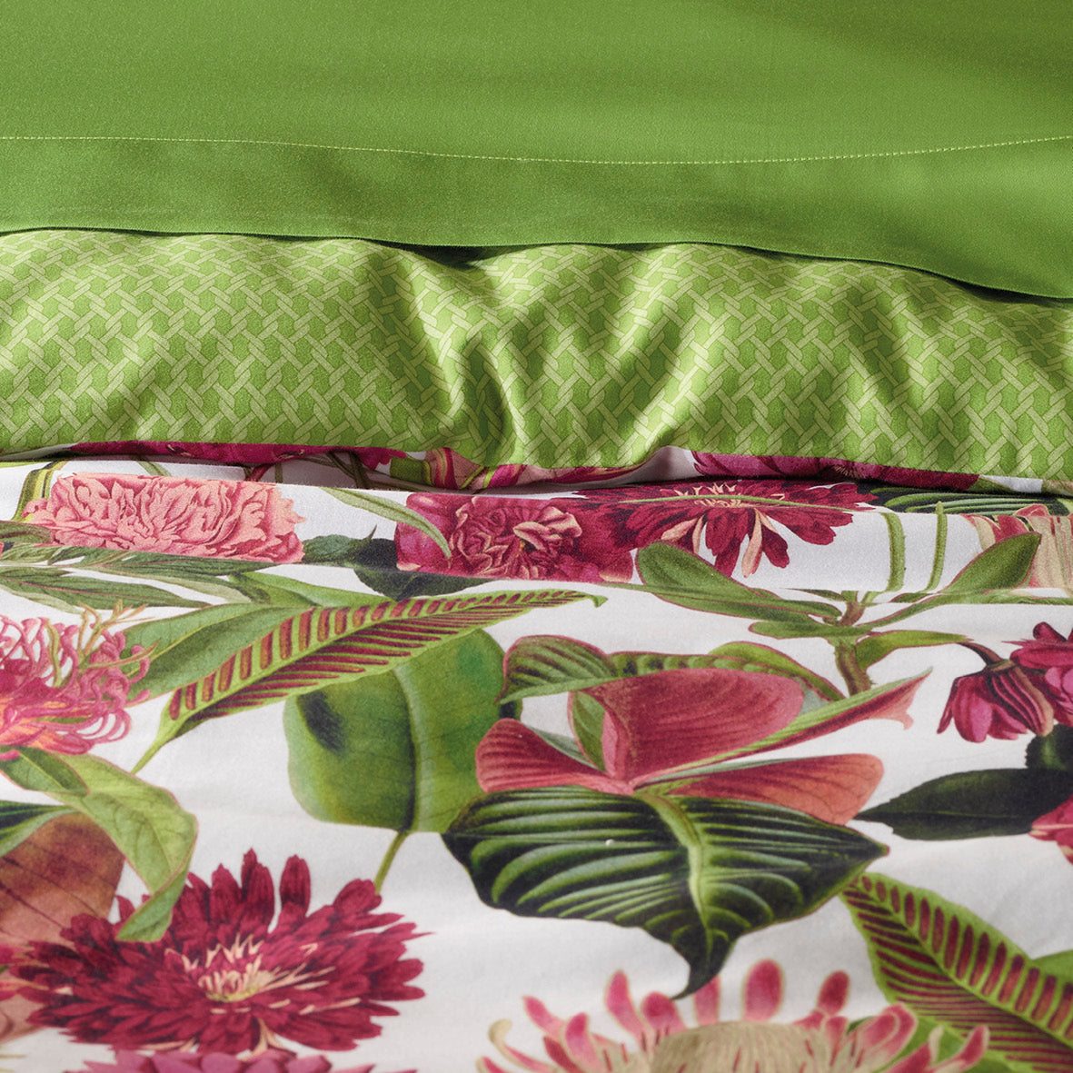 Drap plat satin de coton - Garden Micro vert