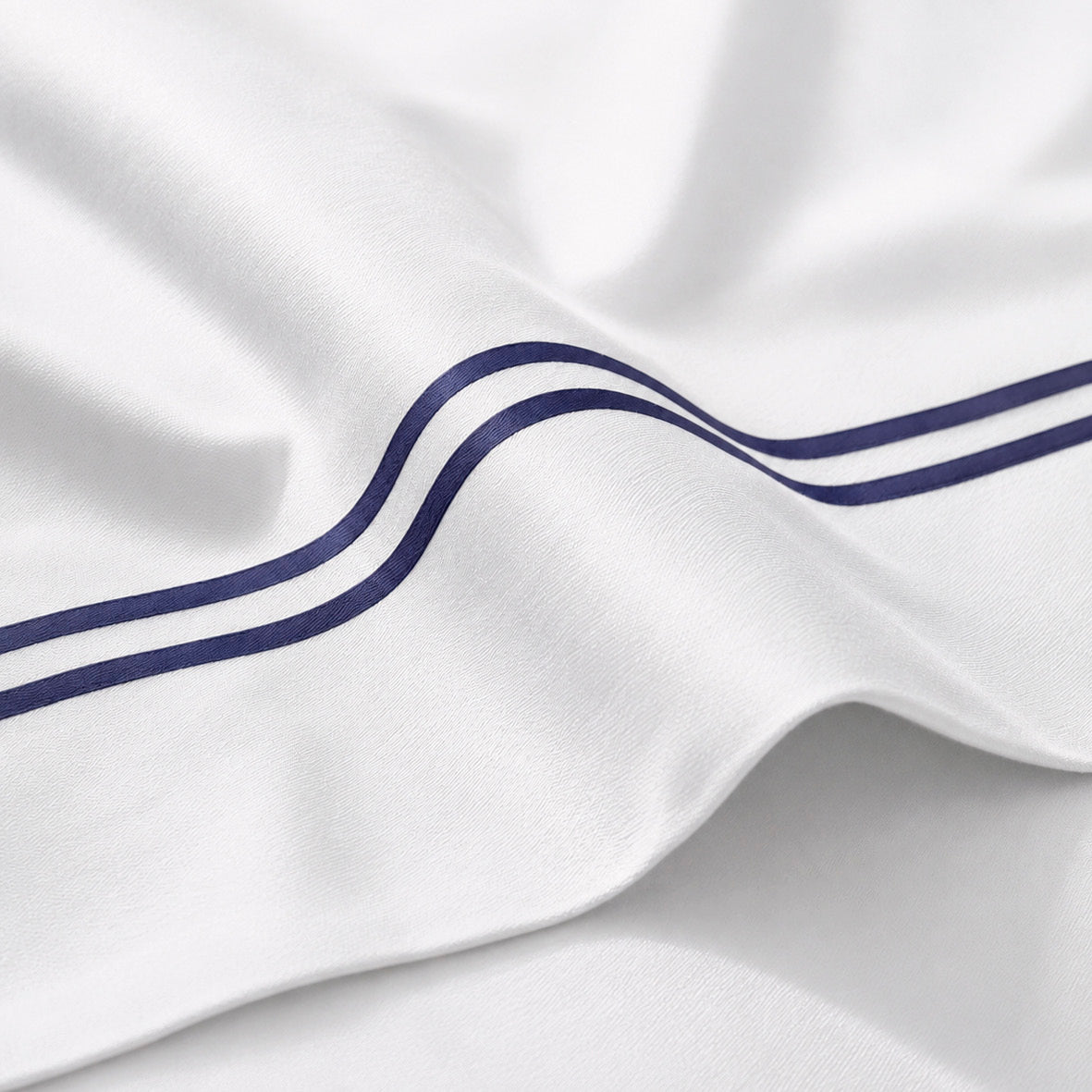Drap plat satin de coton - Nîmes Bleu foncé / Blanc - CXL by Christian Lacroix Maison