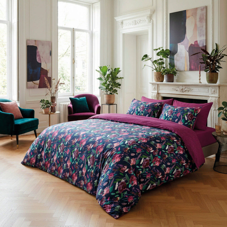 Flat sheet cotton satin - Pollen plum