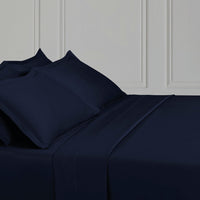 Drap plat satin de coton - Uni 1 baratta Bleu 11