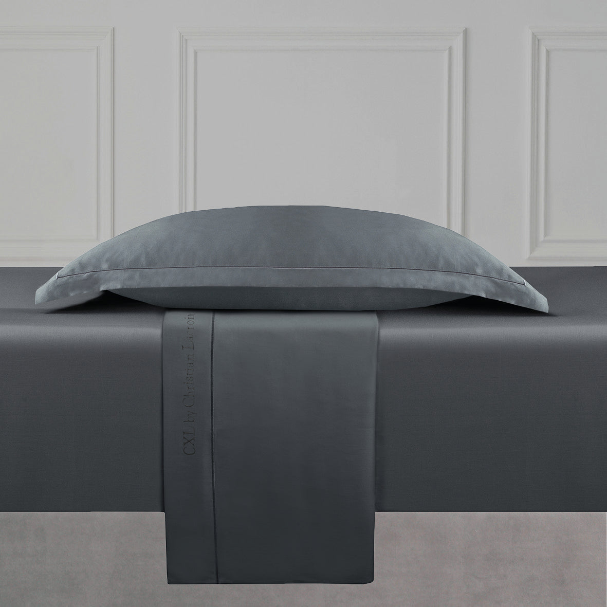 Drap plat satin de coton - Uni 1 baratta Gris 02