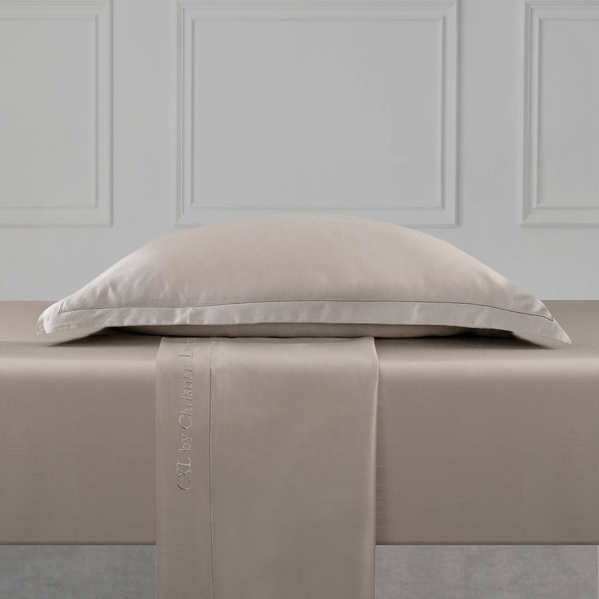 Drap plat satin de coton - Uni 1 baratta Taupe 01