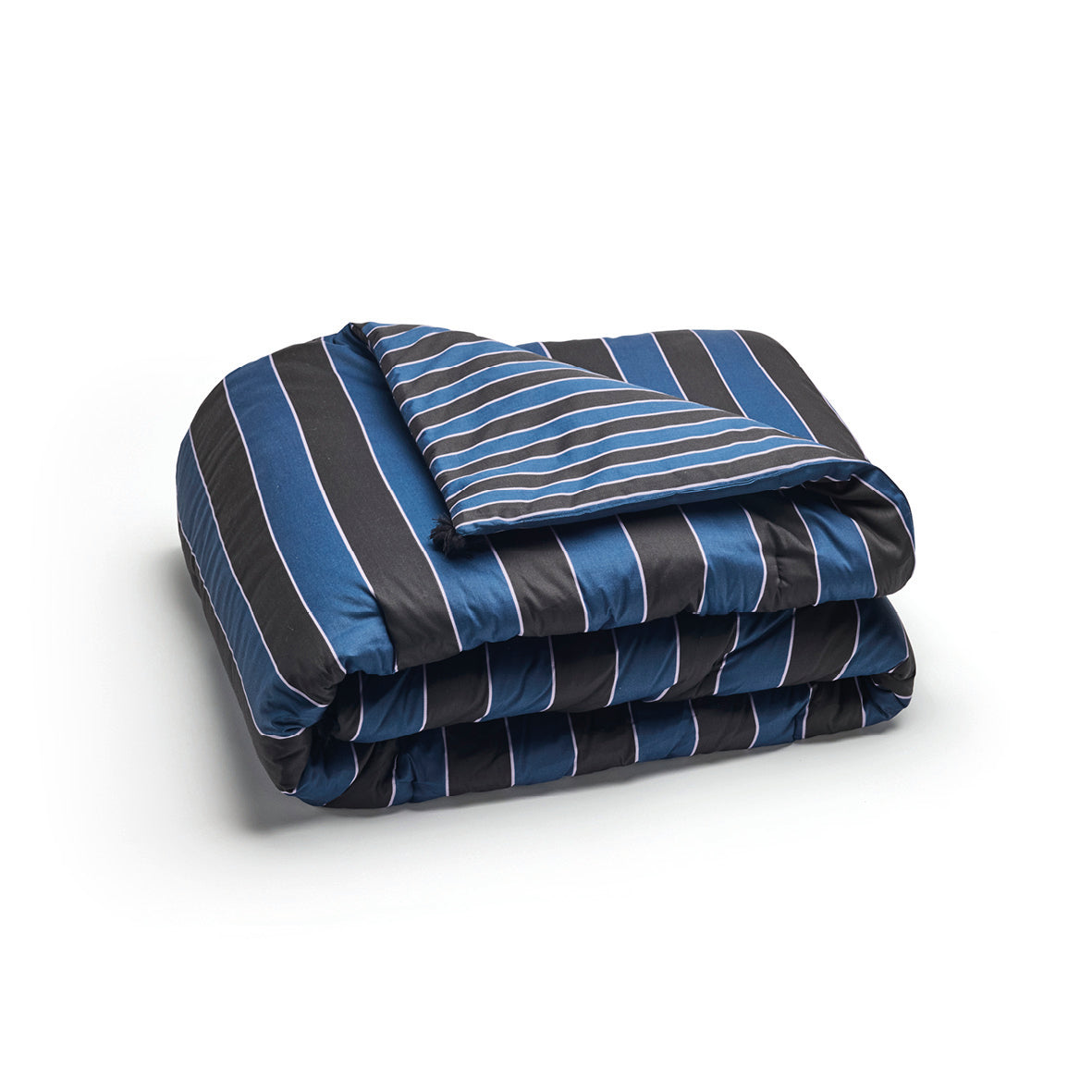 Édredon avec glands satin de coton Eclipse Bleu foncé - 140 x 200 cm - 140 x 200 cm