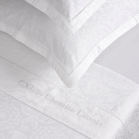 Ensemble de draps : drap-housse, drap plat, taie(s) d'oreiller en satin de coton - tissé Jacquard - dessin Love Stories Blanc - CXL by Christian Lacroix Maison