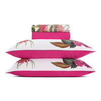 Ensemble de draps : drap-housse, drap plat, taie(s) d'oreiller en satin de coton - dessin Garden Fuchsia - CXL by Christian Lacroix Maison