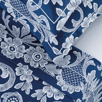 Ensemble de draps satin de coton - Passementerie bleu