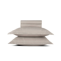 Ensemble de draps satin de coton rayure tissé dobby - Taupe