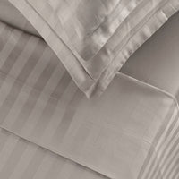 Ensemble de draps satin de coton rayure tissé dobby - Taupe