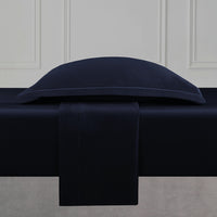 Ensemble de draps satin de coton - Uni 1 baratta Bleu 11