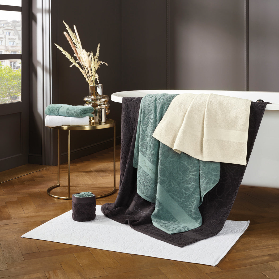 Ensemble de linge de bain 6 pièces (2 serviettes + 4 gants) - 100 % coton peigné - Azur - CXL by Christian Lacroix Maison