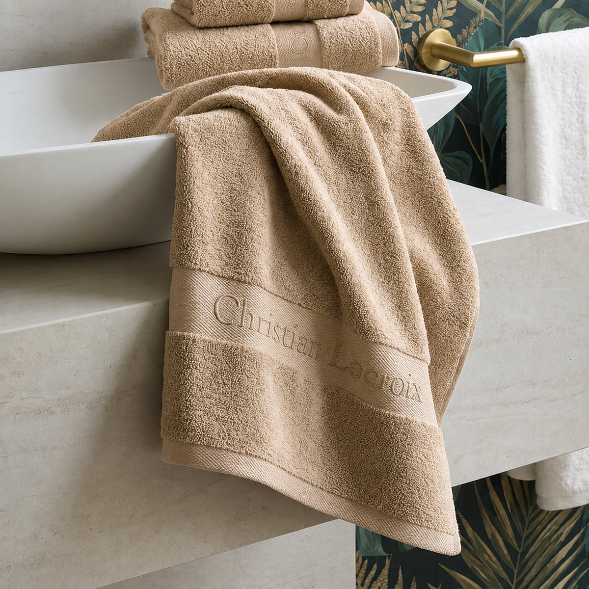 Ensemble de linge de bain 6 pièces (serviettes, drap de bain, lavettes + tapis) - 100 % coton peigné - Azur - CXL by Christian Lacroix Maison