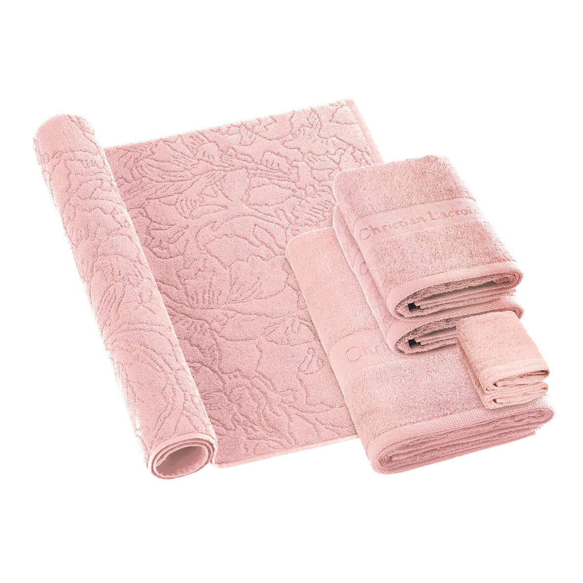 Ensemble de linge de bain 6 pièces (serviettes, drap de bain, lavettes + tapis) - 100 % coton peigné - Azur - CXL by Christian Lacroix Maison