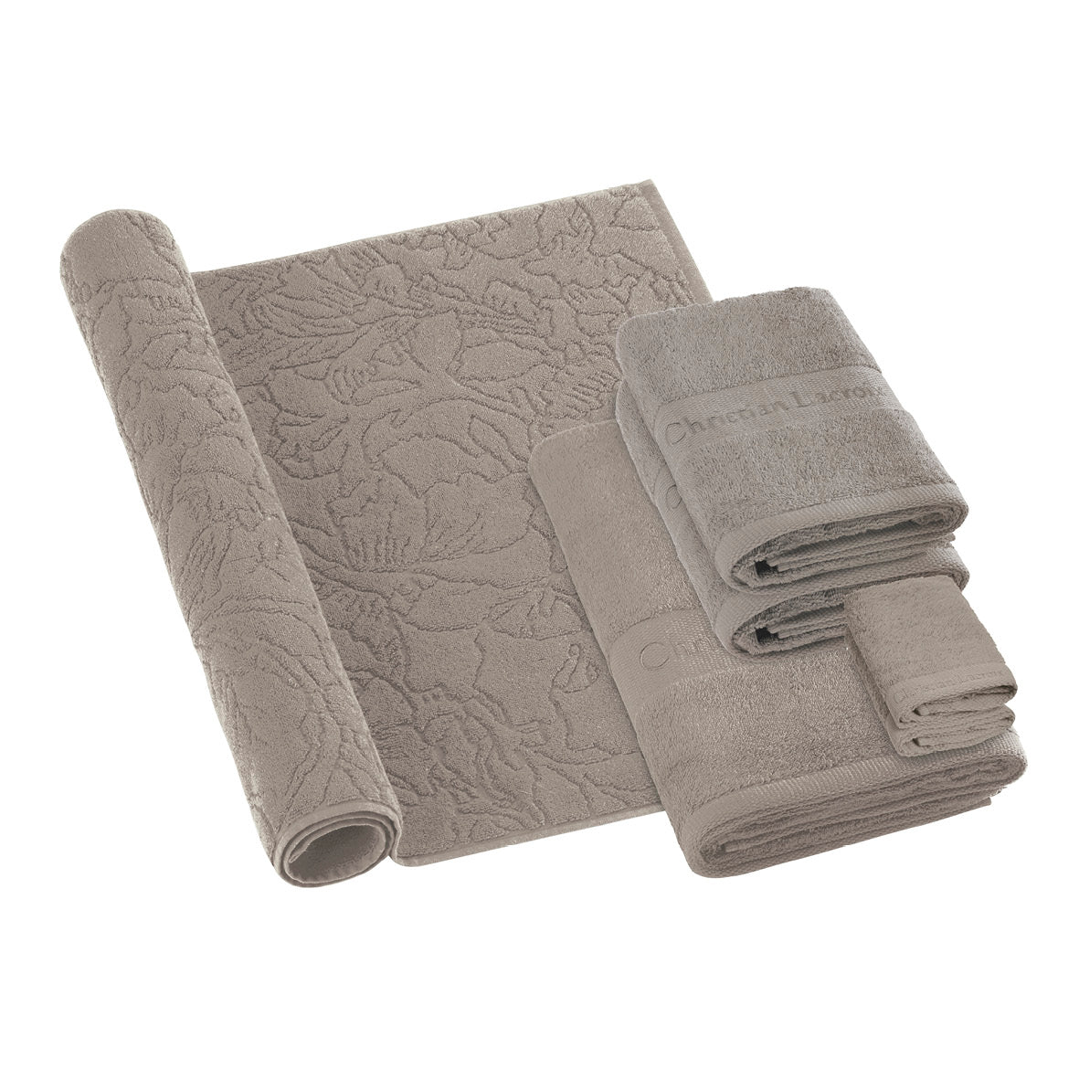 Ensemble de linge de bain 6 pièces (serviettes, drap de bain, lavettes + tapis) - 100 % coton peigné - Azur - CXL by Christian Lacroix Maison