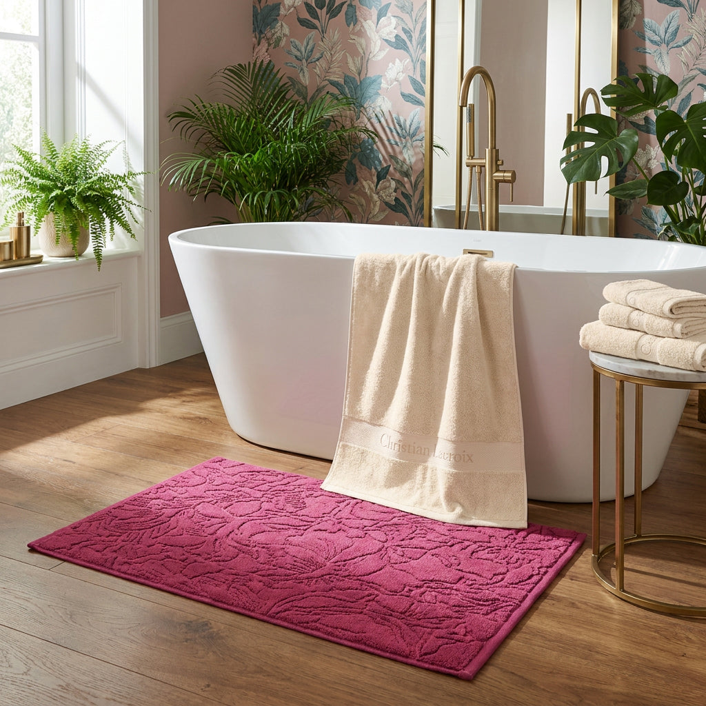 Ensemble de linge de bain 6 pièces (serviettes, drap de bain, lavettes + tapis) - 100 % coton peigné - Azur - CXL by Christian Lacroix Maison
