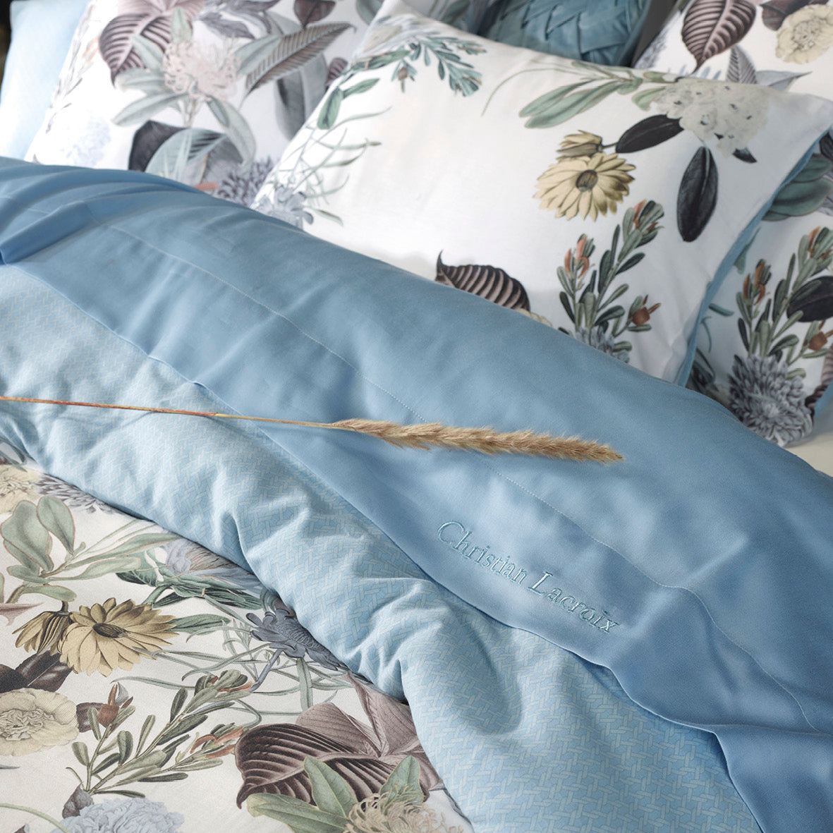 Housse de couette satin de coton - Garden bleu clair - CXL by Christian Lacroix Maison