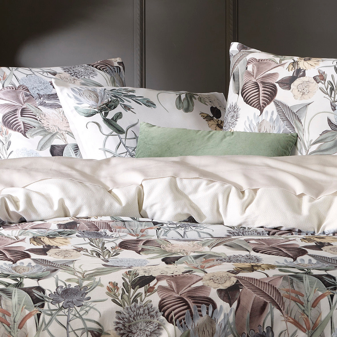 Housse de couette satin de coton - Garden taupe - CXL by Christian Lacroix Maison