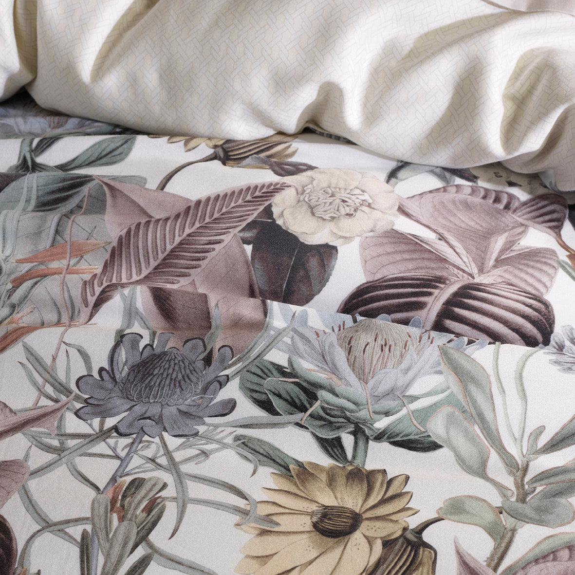 Housse de couette satin de coton - Garden taupe - CXL by Christian Lacroix Maison