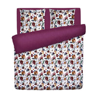 Housse de couette + taie d’oreiller satin de coton - Arty flowers Blanc - 200 x 220 cm + 2 x (80 x 80 cm)