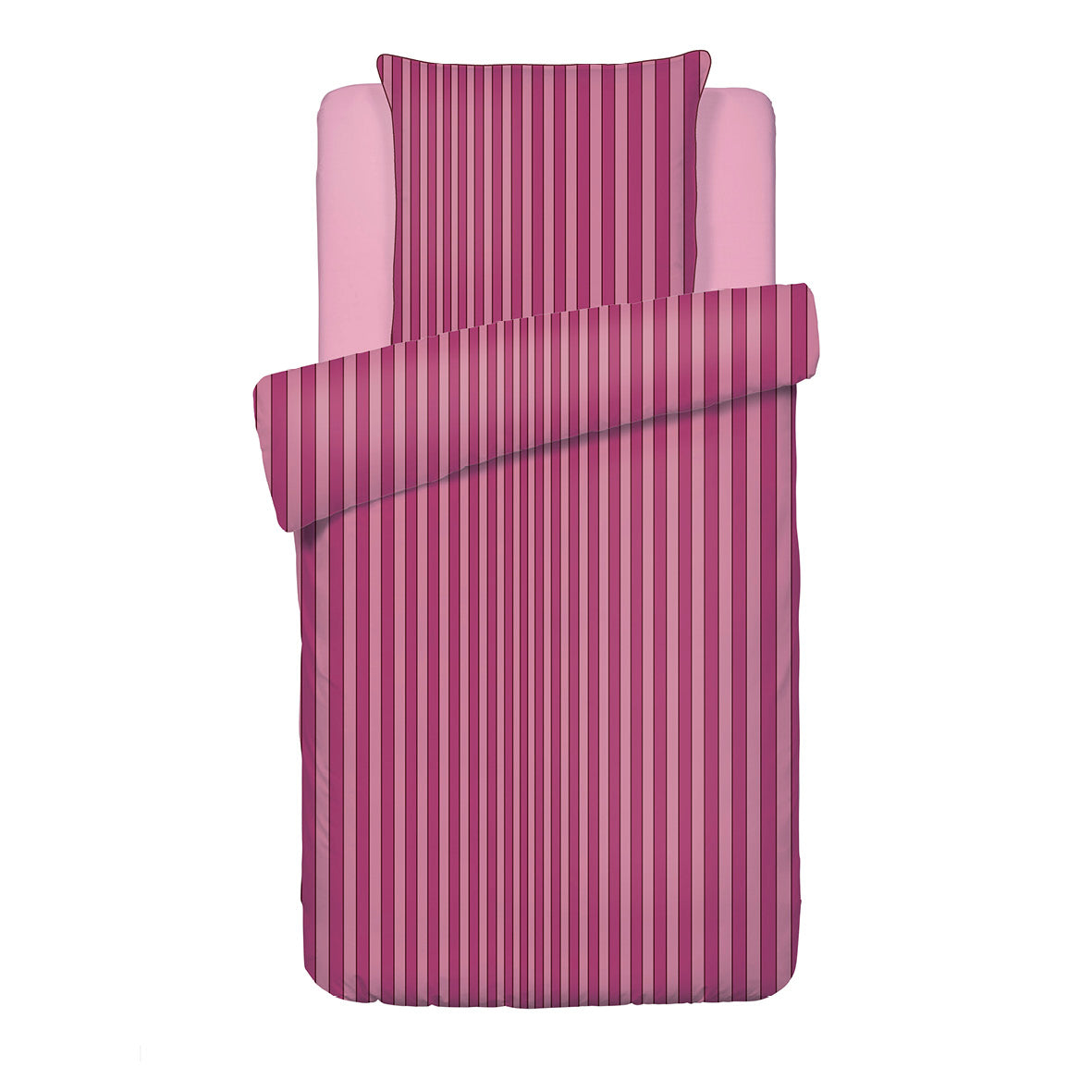 Housse de couette + taie d’oreiller satin de coton - Faisceau Rose - 135 x 200 cm + 80 x 80 cm