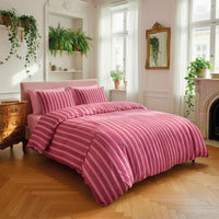 Housse de couette + taie d’oreiller satin de coton - Faisceau Rose