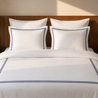 Housse de couette + taie d'oreiller satin de coton - Nîmes Bleu foncé / Blanc - CXL by Christian Lacroix Maison