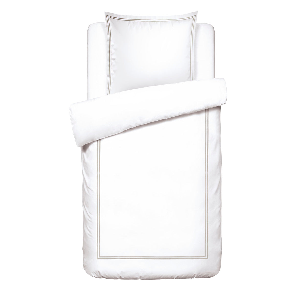 Housse de couette + taie d'oreiller satin de coton - Nîmes Taupe / Blanc - CXL by Christian Lacroix Maison