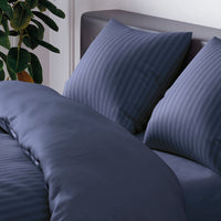 Housse de couette + taie(s) d'oreiller en satin de coton - Bleu foncé rayé - CXL by Christian Lacroix Maison