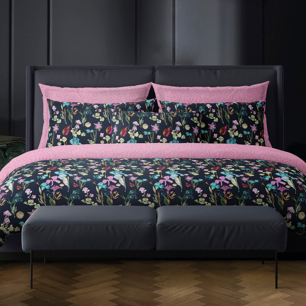 Housse de couette + taie(s) d'oreiller en satin de coton - Iris Bleu foncé - CXL by Christian Lacroix Maison